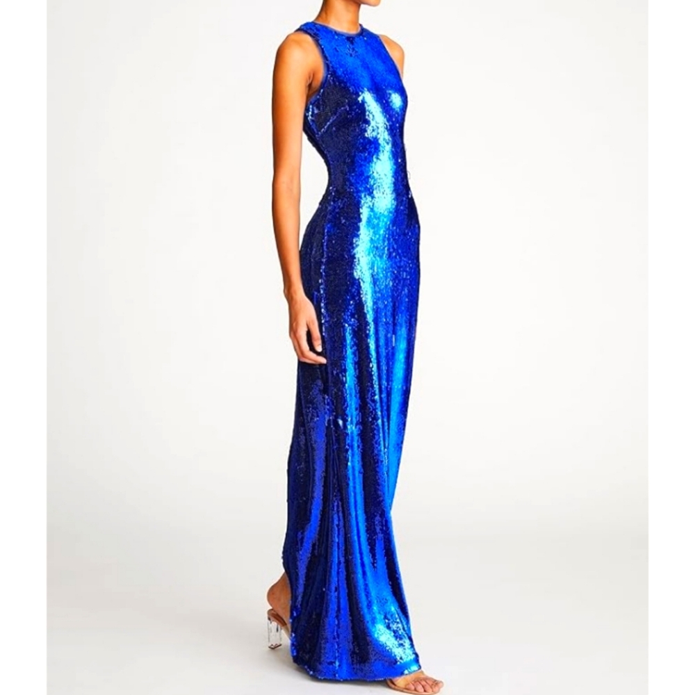 Halston Blue Sequin Gown 6